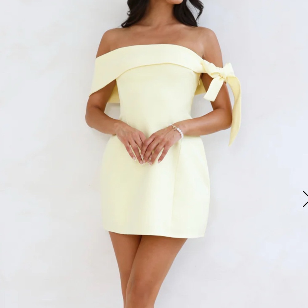 Off The Shoulder Bow Yellow Dress